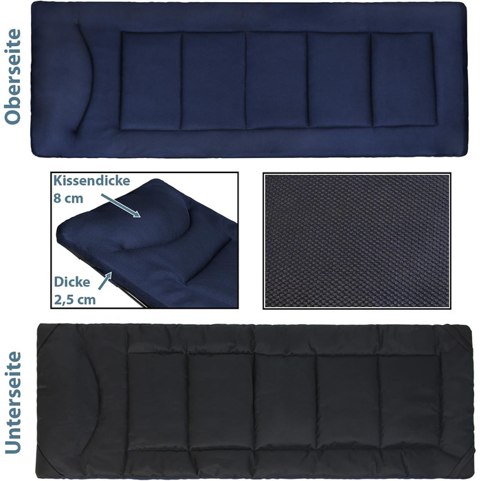 Розкладне кемпінгове ліжко ALPIDEX до 200 кг з м'яким матрацом та бічною кишенєю, синій