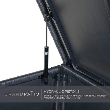 Ящик для зберігання садовий плетений Grand Patio 480л з кришкою, газліфтом, колесами, чорний