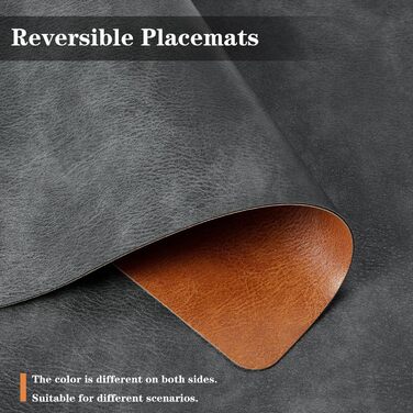 Набори серветок Pixieora: миючі, з підставки для тарілок, штучна шкіра, двосторонні, протиковзні, 6 шт. (сірий, коричневий)