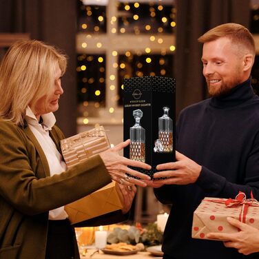 Декантер для віскі LIGHTEN LIFE 849 мл без свинцю з кришкою у подарунковій коробці - кришталевий, для скотчу та бурбону