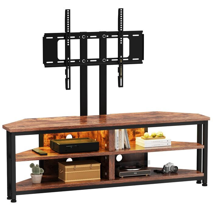 Тужба з полицями та кріпленням для телевізора Dripex кутова низька 120 см з LED підсвіткою