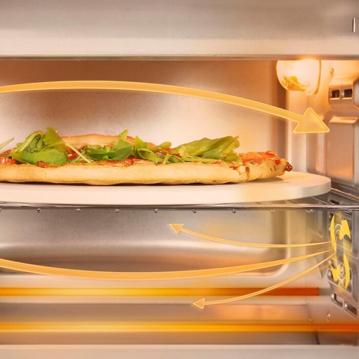 Піч Cecotec Bake & Toast 2600 White: 26л, 4 піци, 1550Вт, камінь для піци, 6 функцій, крихтосховище, підсвітка, подвійне скло | Біла