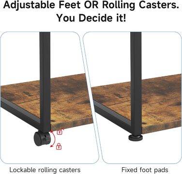 CAIYUN Стіл для принтера, стійка для принтера з фіксуючими колесами, візок для принтера на коліщатках з 3 рівнями, дерев'яно-металева конструкція, міцний і простий у збиранні, 30 x 44 x 65 см, (Коричневий)