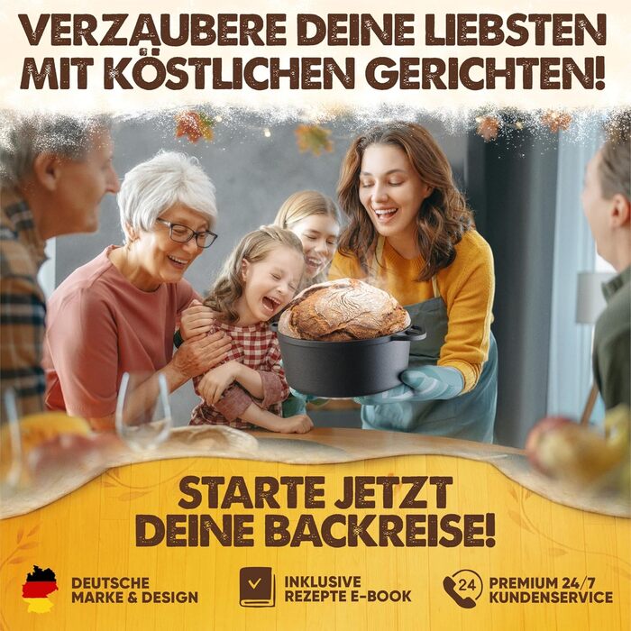 Чугунний казанок з кришкою 26 см: для випікання хліба, тушкування, приготування в духовці. Чугунний посуд преміум-якість