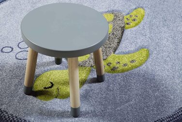 Сучасний дитячий килимок з коротким ворсом Esprit з мотивом черепахи - Черепаха (круглий 120 см, синьо-зелений) Синій Зелений 120 см круглий