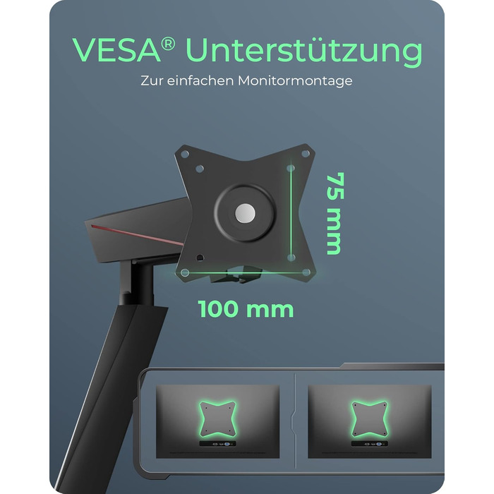 Кріплення для монітора ICY BOX IB-MS313-T: підставка для 1 монітора до 32 дюймів (до 8 кг, VESA 75x75/100x100), сталевий кронштейн, регульований нахил та поворот, кріплення на стіл, чорний