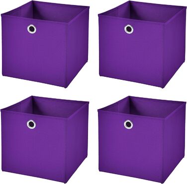Набір StickandShine з 4 складних коробок 28 x 28 x 28 см Складна коробка для зберігання (фіолетова)