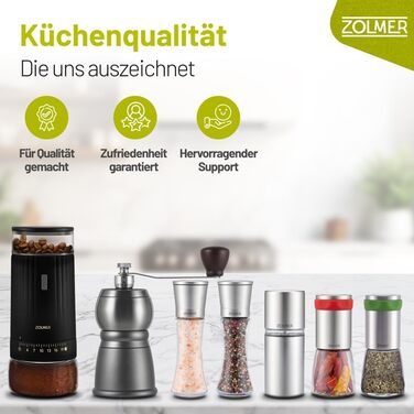 Ручна кавомолка з нержавіючої сталі, регулювання помелу для еспресо, фільтр-кави та мока. Компактна та міцна кавомолка.