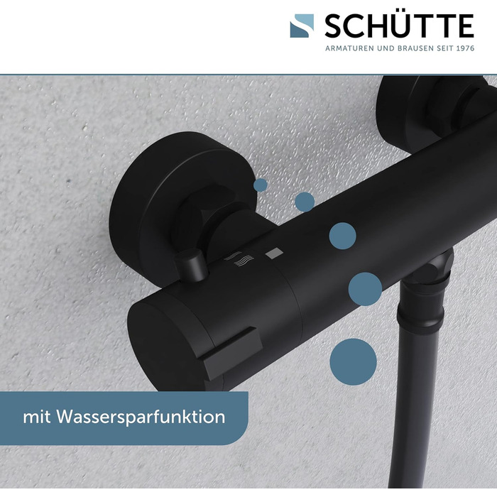 Змішувач для ванни з термостатом Schütte London з захистом від опіків 38°C, хромований (чорний)