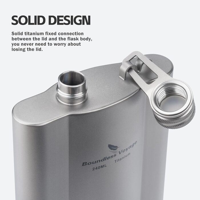 Фляга з титану iBasingo 180 мл - Ultraleichter Flachmann для алкоголю, подорожей, кемпінгу. Ti3071D