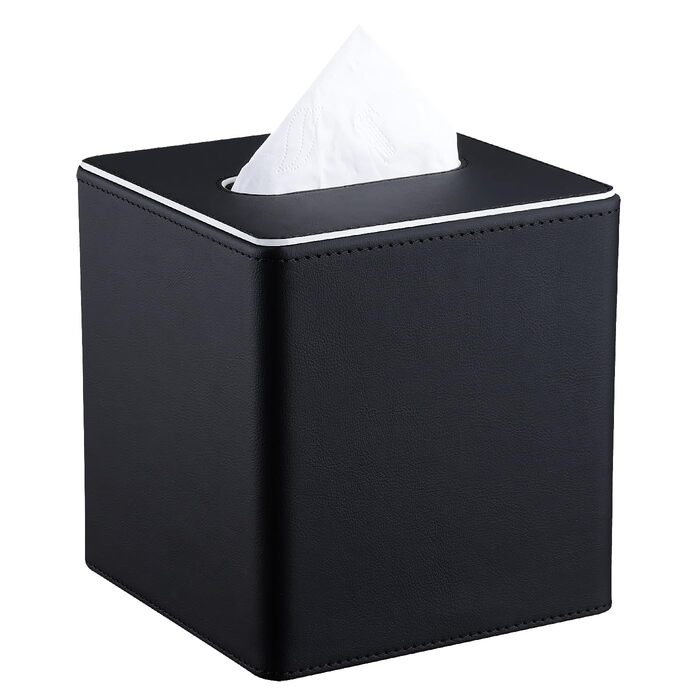 Скляна коробка для серветок KingFOM, чорна, квадратна - для офісу, авто, дому