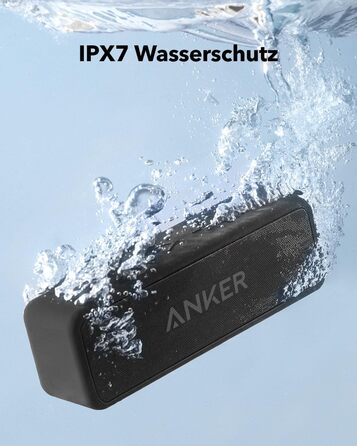 Портативна Bluetooth колонка Anker SoundCore 2 - потужний звук, глибокий бас, 24 години роботи, водонепроникність IPX7, для iPhone, Galaxy та інших пристроїв (Чорний)