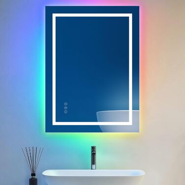 Дзеркало для ванної кімнати зі світлодіодним підсвічуванням 50x70 см, з сенсорним вимикачем