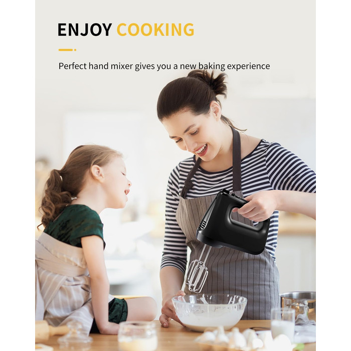 Електричний міксер ручний 6 швидкостей + турбо, без розбризкування, з набором аксесуарів з нержавіючої сталі, 400W, тихий мотор, великий об'єм