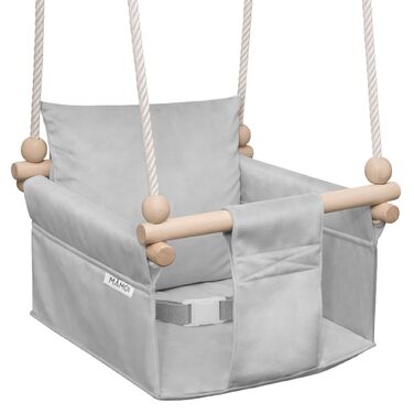 Дитяча гойдалка-крісло MAMOI® для дітей, дерев'яна гойдалка для дверного отвору, світло-сіра