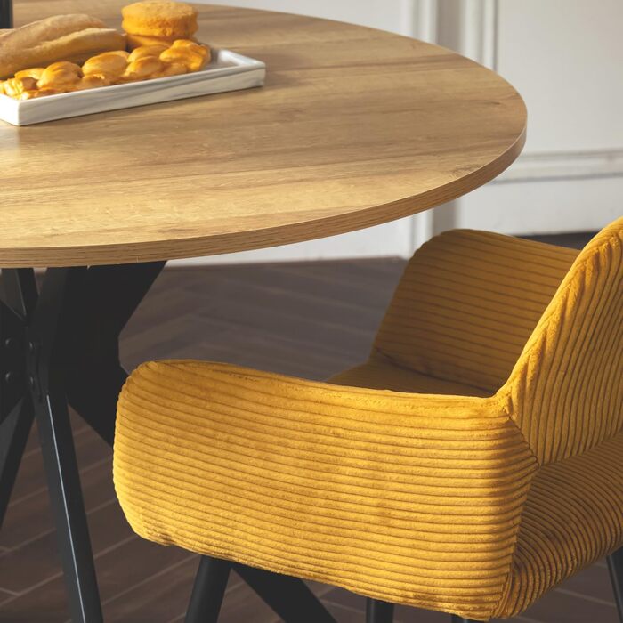 Крісла для їдальні та кухні Cosy - 2 шт. М'які крісла з підлокітниками, жовті, 56x56x78 см