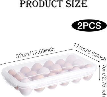 Коробка для яєць 18 яєць, контейнер для яєць прохолодний, картонна коробка для яєць пластикова, дозатор для яєць прохолодний, прозора коробка для яєць, органайзер для яєць макс. 50 символів, 2 шт.
