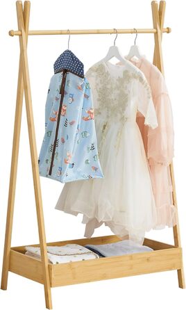 Вішалка для одягу Sola Дитяча вішалка для одягу Вішалка для курток 126 x 73 x 42 см Бамбукова вішалка для одягу для дітей для дитячої кімнати та спальні