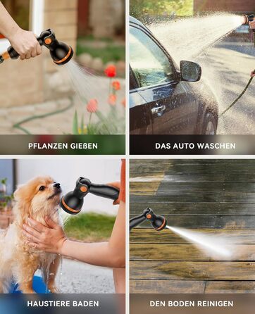 SUNPOW Ротаційний барабан для шланга на стіну 15м з розпилювачем - сірий, для дому та автомобіля, автоматичний збір