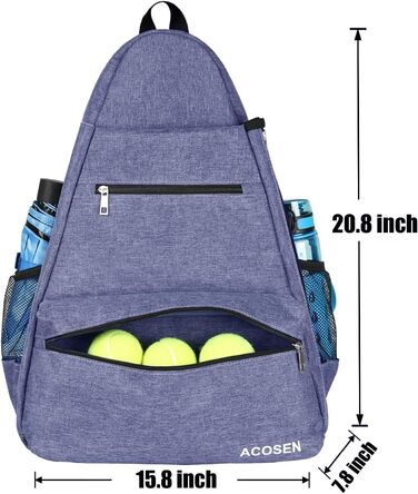 Тенісний рюкзак Acosen-великі жіночі та чоловічі тенісні сумки для тенісних ракеток, ракеток для піклболу, ракеток для бадмінтону, ракеток для сквошу, м'ячів та інших аксесуарів (фіолетовий)