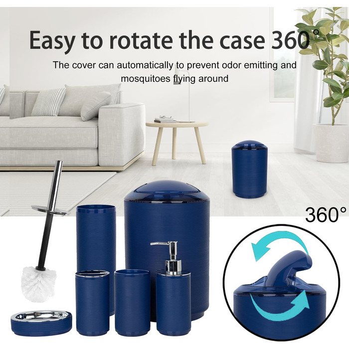 CERBIOR Набір аксесуарів для ванної кімнати, 6 шт. (мильниця, тримач для зубних щіток, стакан для щіток, мильниця) блакитний, подарунковий