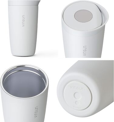 Термокружка VINSUN 350 мл з нержавіючої сталі, подвійні стінки, Quick Press, для кави та інших напоїв