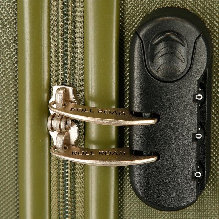 Чохол-валіза Roll Road Flex з ABS-пластику, кодовий замок, 4 колеса, ручна поклажа, зручний внутрішній простір (набір 2 шт., хакі)