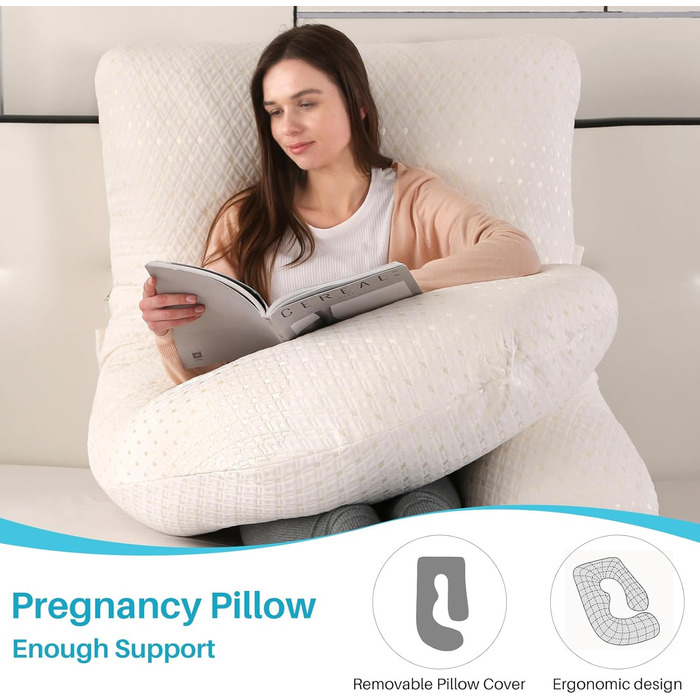 Подушка для вагітних GKXLH - J-подібна подушка для підтримки спини, живота та стегон, для комфортного сну, знімний чохол