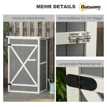 Outsunny Garden Shed Полиці для садового сараю Ялиця чорна+сіра+біла 75x56x115см