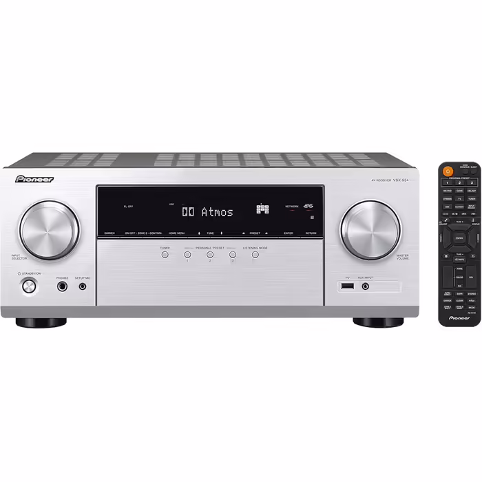 AV-ресівер Pioneer VSX-934 7.2-канальний, 160 Вт, Dolby Atmos, DTS:X, AirPlay 2, Bluetooth, USB, сріблястий