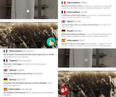 Дзеркало для ванної кімнати з підсвічуванням LED, 120x70 см, без рами, сучасний дизайн, на замовлення, Ambient Line