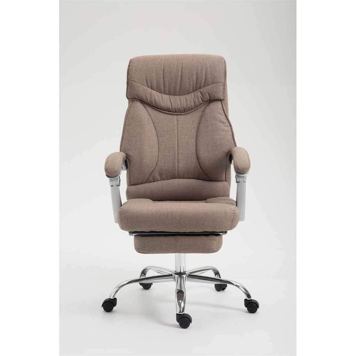 Офісне крісло CLP Big Iowa з тканинним покриттям, крісло для керівника з підніжкою, вантажопідйомність до 136 кг, регульована висота, колір: тауп