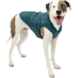 Куртка для собак Kurgo Loft, що поєднується з шлейкою для собак, водонепроникна і світловідбиваюча, ідеально підходить для зими, Розмір L, чорнильно-синій / морське скло L чорнильно-синій / морське скло