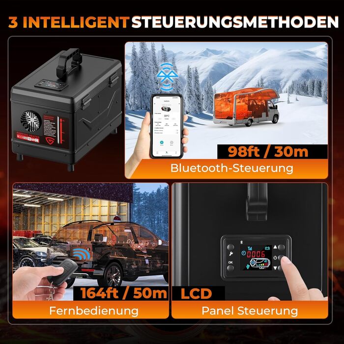 Дизельний автономний опалювач 8kW з пультом керування та додатком, 12V/24V для авто, RV, човнів, вантажівок, LCD-дисплеєм (в стилі ящику)