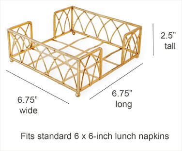 Тримач для коктейльних серветок Boston International Arch Design Caddy, сусальне золото (6.75 x 6.75 дюймів)