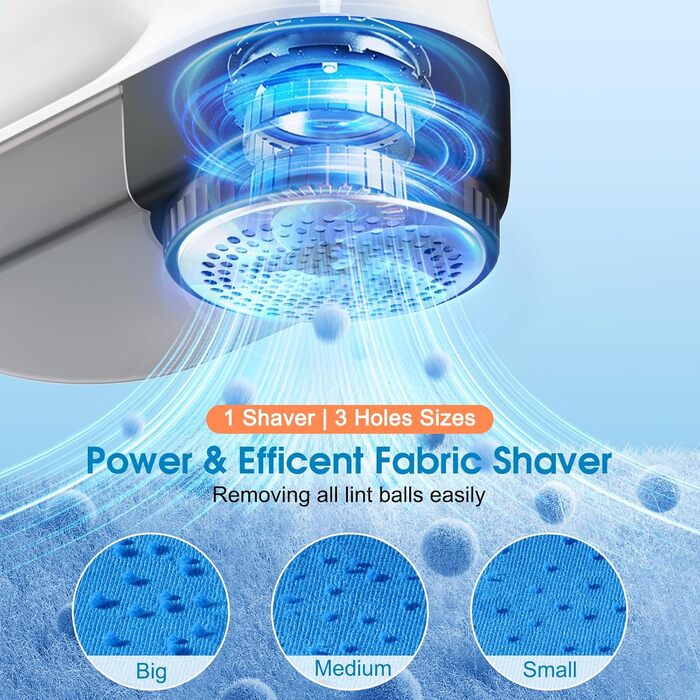 Електричний видалення ворсу Maxtachi: бездротовий пристрій для одягу з 3 швидкостями, 6-клинковий насадка, LED-дисплей, чорний