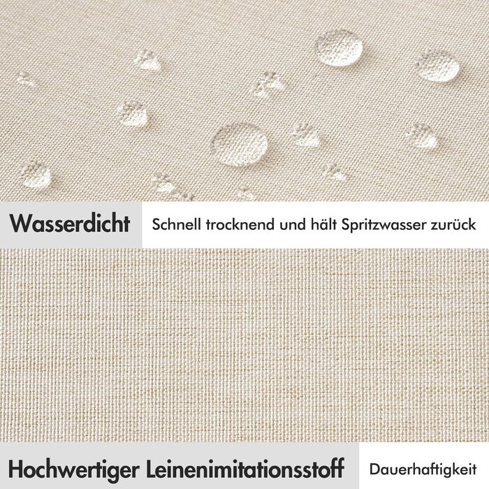 Шторка для душу MIULEE 120x200 см, льонова текстура, бежева, з чорною окантовкою, водонепроникна, антигрибкова, з 8 кільцями, для ванної кімнати