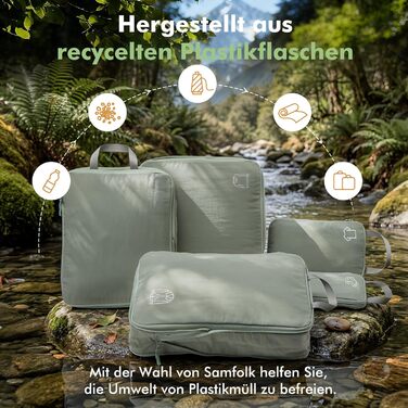 Набір компресійних органайзерів для одягу в дорогу (5 шт), нейлонові пакувальні куби для валізи та рюкзака, зелені