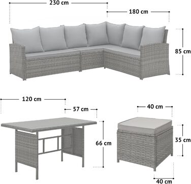 Кутовий диван садовий SVITA Monroe з ротангу (поліротанг) сірий - комплект меблів для відпочинку