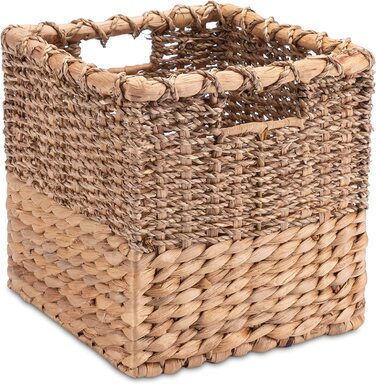 Декоративний кошик для зберігання плетений кошик з водоростей гіацинта прямокутної форми-кошик-Полиця квадратної форми - (s 24 см, натуральна)