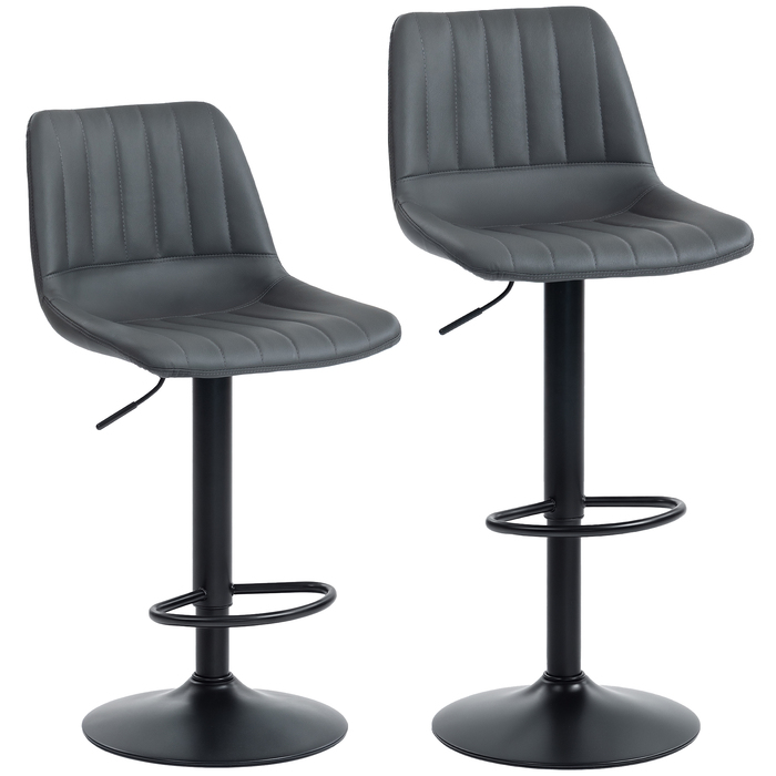 Набір з двох барних стільців у ретро-стилі, з підставкою для ніг, регульованої по висоті, розміром 43 см x 49,5 см x 111 см