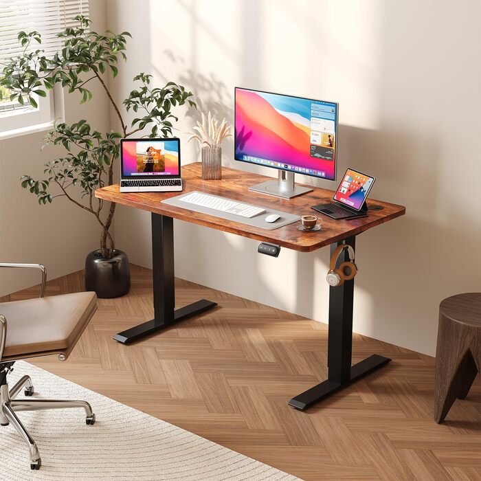 Електричний регульований стіл JUMMICO Standing Desk, висота регулюється, з функцією пам'яті, білий (180 x 80 см, коричневий)