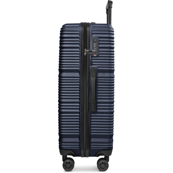 Набір валіз REDOLZ 3 шт. | Легкі валізи-тролі з ABS-пластику | Для жінок та чоловіків | 4 колеса, TSA-замок (Essentials 16) (Dark Blue, L 77 см)
