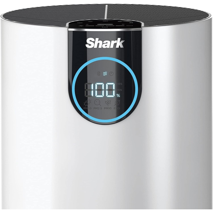 Компактний очищувач повітря Shark HEPA Home, фільтр HEPA, видаляє алергени та бактерії, покриття 60 м, вимірювання якості повітря та автоматичне регулювання очищення, подарунок для чоловіків/жінок, білий HP100EU