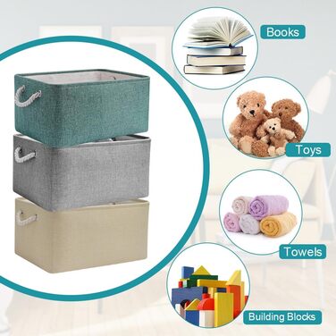 Л Коробка для зберігання тканини Складна коробка 30 см * 20 см * 13 см Складні коробки Складна коробка для зберігання Кошик для зберігання Тканинні коробки для зберігання Набір для зберігання для дому (бежевий, світло-блакитний, сірий), 3 шт., 8
