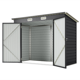 Сарай для інструментів Outsunny, металевий сарай, з двома дверцятами, 249B x 121T x 166/183H см, сірий