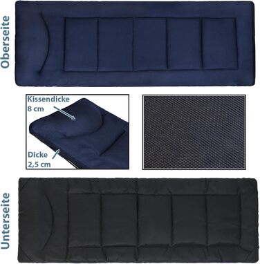 Розкладне кемпінгове ліжко ALPIDEX до 200 кг з м'яким матрацом та бічною кишенєю, синій