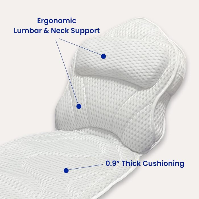 Подушка для ванни, швидковисихаюча, велика сітчаста подушка для тіла, з мішком для білизни та петелькою, біла