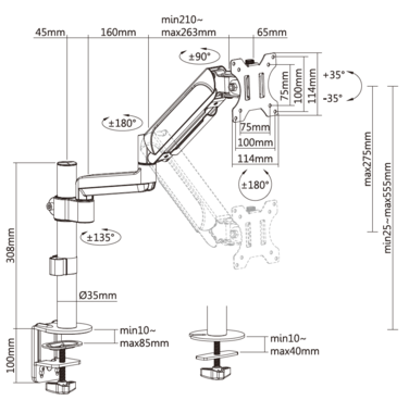 Настільне кріплення для монітора OfficePro MA721B Black