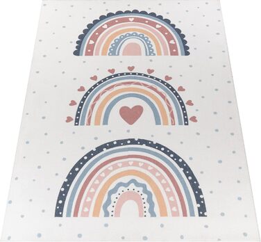 Килимок дитячий Paco Home нековзний 80x150 см, Crown Hearts Dots Rainbow, Різнокольоровий